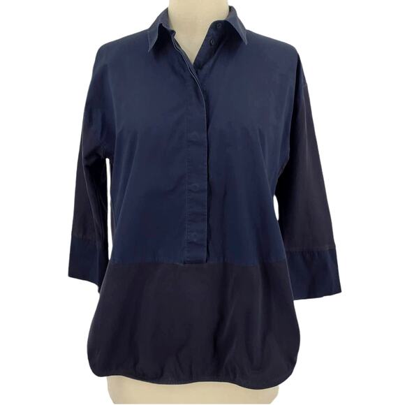 COS Color Block Button Front Top Navy & Black - Picture 1 of 5